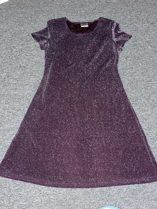 Byer Studio Dresses & Skirts - Byer Studio Women’s Plum Sparkly Vintage Midi Dress Short Sleeve